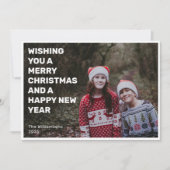 Vette witte tekst Overlay Two Photo Merry Christma Feestdagenkaart (Voorkant)