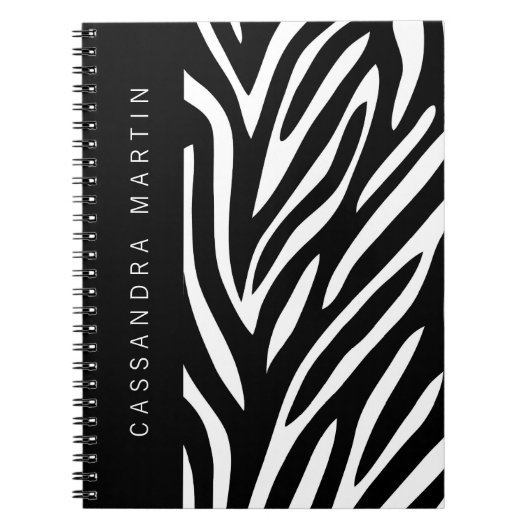 Vette zebra Stripes voor Safari Theme met naam Notitieboek (Voorkant)