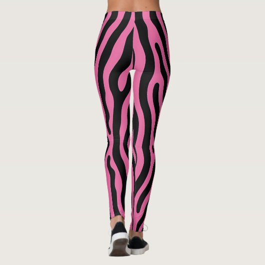 Vette zebrastrepen in heet roze en zwart leggings (Achterkant)