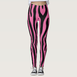 Vette zebrastrepen in heet roze en zwart leggings