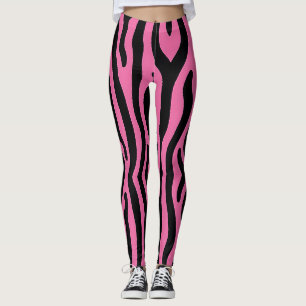 Vette zebrastrepen in heet roze en zwart leggings