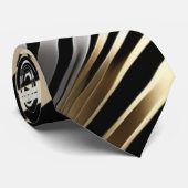 Vette zebrastrepen in metaal stropdas (Opgerold)