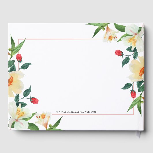 Vette zomer bloemen rode en witte florale grens gastenboek (Achterkant)