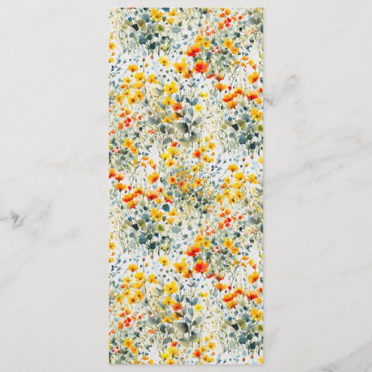 Vette zomer bloemenbruiloft menu (Achterkant)