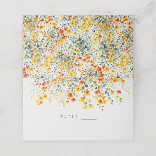 Vette zomer bloemenbruiloft plaatskaartje (Buitenkant ongevouwen)