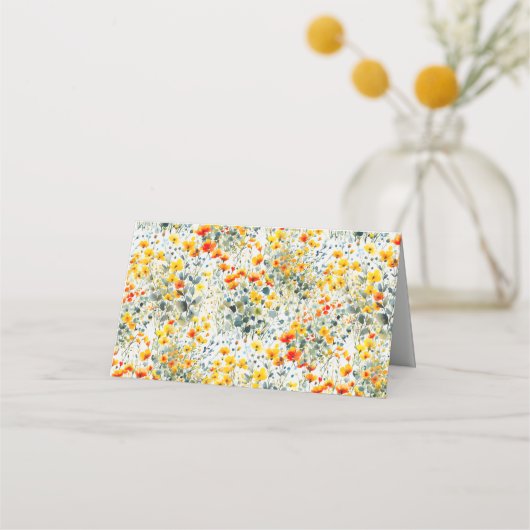 Vette zomer bloemenbruiloft plaatskaartje (Achterkant)