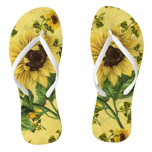 Vette  zonnebloemen teenslippers (Voetbed)