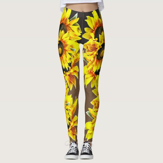 Vette zonnebloempitten Leggings (Voorkant)