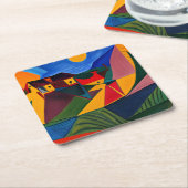 Vette zonsondergang Picasso kunst Kartonnen Onderzetters (Schuin)