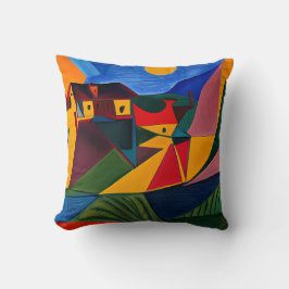 Vette zonsondergang Picasso kunst Kussen