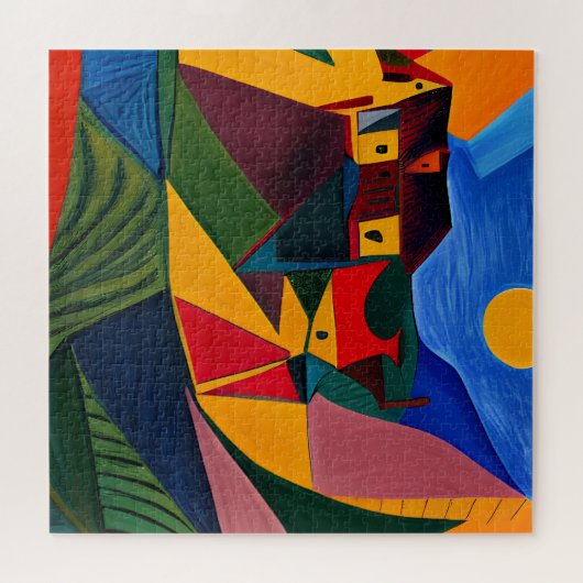 Vette zonsondergang Picasso kunst Legpuzzel (Horizontaal)