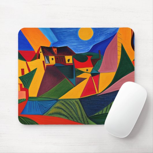 Vette zonsondergang Picasso kunst Muismat (Met muis)