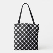Vette zwarte en witte pooldots met roze monogram tote bag (Achterkant)