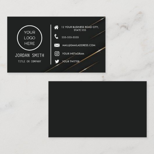 Vette zwarte en witte sociale media visitekaartje (Voorkant / Achterkant)