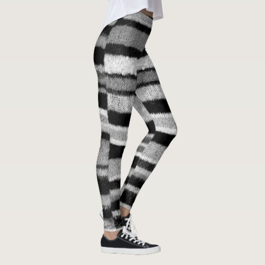 vette zwarte en witte strepen gebreide grijze sche leggings (Rechts)