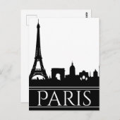 Vette zwarte en witte veldlijn Eiffeltoren Briefkaart (Voorkant / Achterkant)