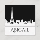 Vette zwarte en witte veldlijn Eiffeltoren Vierkante Visitekaartje (Voorkant)