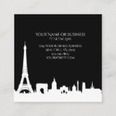 Vette zwarte en witte veldlijn Eiffeltoren Vierkante Visitekaartje (Achterkant)