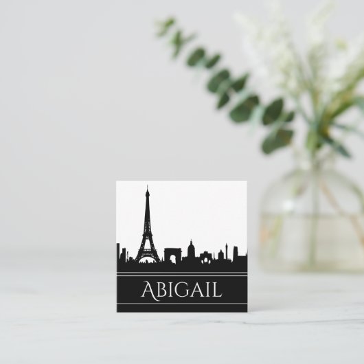 Vette zwarte en witte veldlijn Eiffeltoren Vierkante Visitekaartje (Staand voorkant)
