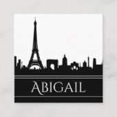 Vette zwarte en witte veldlijn Eiffeltoren Vierkante Visitekaartje (Voorkant)
