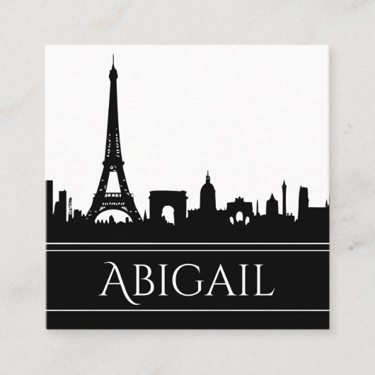 Vette zwarte en witte veldlijn Eiffeltoren Vierkante Visitekaartje (Voorkant)