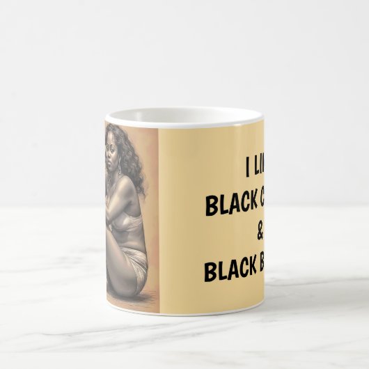 Vette zwarte koffie en zwarte schoonheid koffiemok (Center)