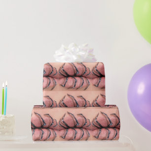 Vette Zwarte Lijn Lippen – Randstedige Minimalisti Cadeaupapier