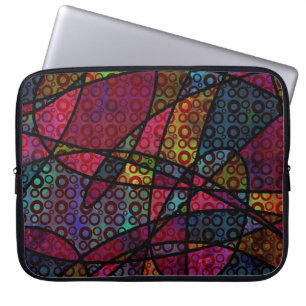Vette Zwarte Lijnen & Meerkleurige, Abstracte Text Laptop Sleeve