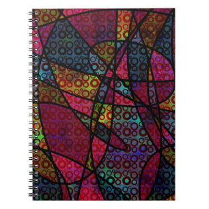 Vette Zwarte Lijnen & Meerkleurige, Abstracte Text Notitieboek