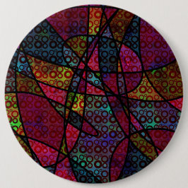 Vette Zwarte Lijnen & Meerkleurige, Abstracte Text Ronde Button 6,0 Cm