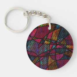 Vette Zwarte Lijnen & Meerkleurige, Abstracte Text Sleutelhanger