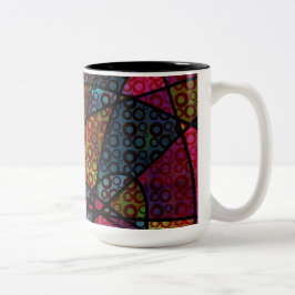Vette Zwarte Lijnen & Meerkleurige, Abstracte Text Tweekleurige Koffiemok