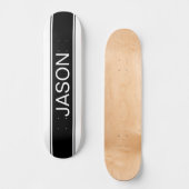 Vette Zwarte & Witte Streep Bewerkbare Tekst Persoonlijk Skateboard (Voorkant)