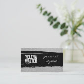 Vettekst / Zwarte geborstelde glitter / (zilver) Visitekaartje (Staand voorkant)