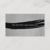 Vettekst / Zwarte geborstelde glitter / (zilver) Visitekaartje (Achterkant)