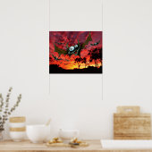 Vetten op zonsondergang poster (Keuken)