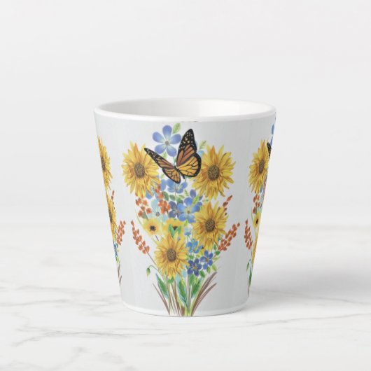 Vetter en gele bloemen latte Mok (Voorkant)