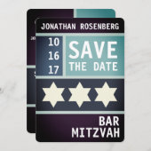 Vetter Ster van David Bar Mitzvah sparen de Datum Save The Date (Voorkant / Achterkant)