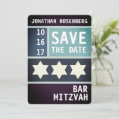 Vetter Ster van David Bar Mitzvah sparen de Datum Save The Date (Staand voorkant)