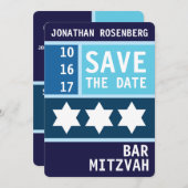 Vetter Ster van David Bar Mitzvah sparen de Datum Save The Date (Voorkant / Achterkant)