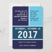 Vetter Ster van David Bar Mitzvah sparen de Datum Save The Date (Achterkant)