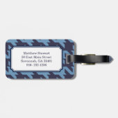 Vettige moderne marinesblauwe houndstooth met mono bagagelabel (Achterkant horizontaal)