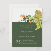 VETTIIGE CACTUS FLORALE WATERVERF BEWAAR DE DATUM AANKONDIGINGSKAART (Voorkant / Achterkant)