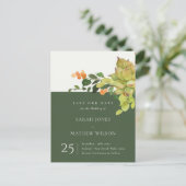 VETTIIGE CACTUS FLORALE WATERVERF BEWAAR DE DATUM AANKONDIGINGSKAART (Staand voorkant)