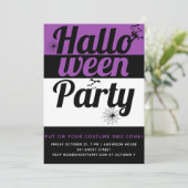 Vettypografie en spinnen paarse partij Halloween Kaart (Staand voorkant)