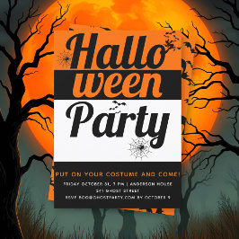 Vettypografie, vleermuizen en spinnen Halloween-fe Kaart