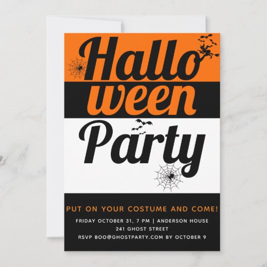 Vettypografie, vleermuizen en spinnen Halloween-fe Kaart (Voorkant)