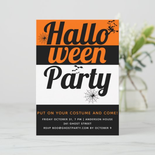 Vettypografie, vleermuizen en spinnen Halloween-fe Kaart (Staand voorkant)