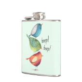 Vetvogels die op elkaar staan heupfles (Links)