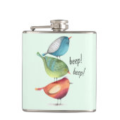 Vetvogels die op elkaar staan heupfles (Voorkant)